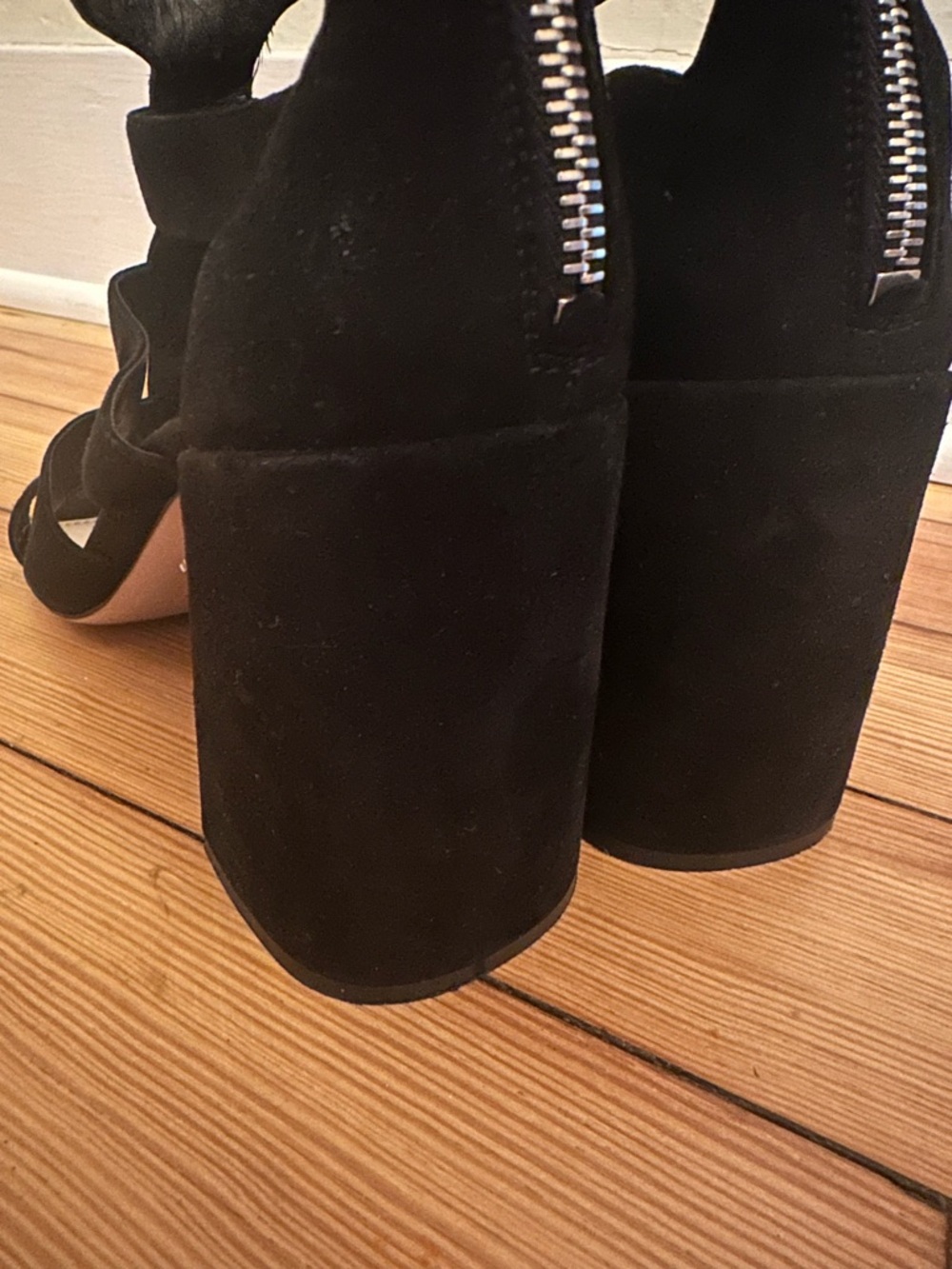 PRADA Black Suede Block Heel Cage Sandal, 85mm - Picture 4 of 8